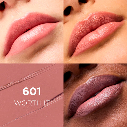 L'Oreal Paris open bullet revealing satin lipstick tip for precise application