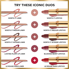 L'Oreal Paris lipstick next to a coin to show compact size and travel-friendly benefit