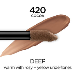 L'Oreal Paris concealer Cocoa applicator closeup demonstrating large doe-foot for fast coverage