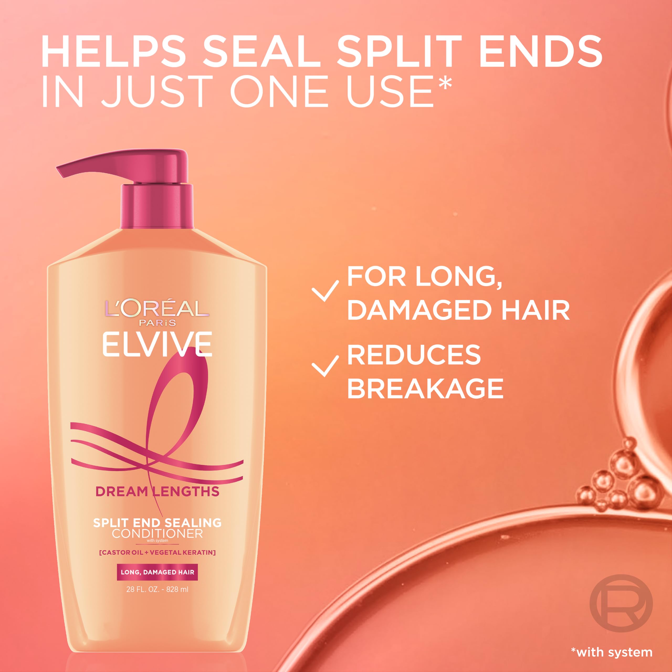 L'Oreal Paris before and after long hair showing reduced breakage