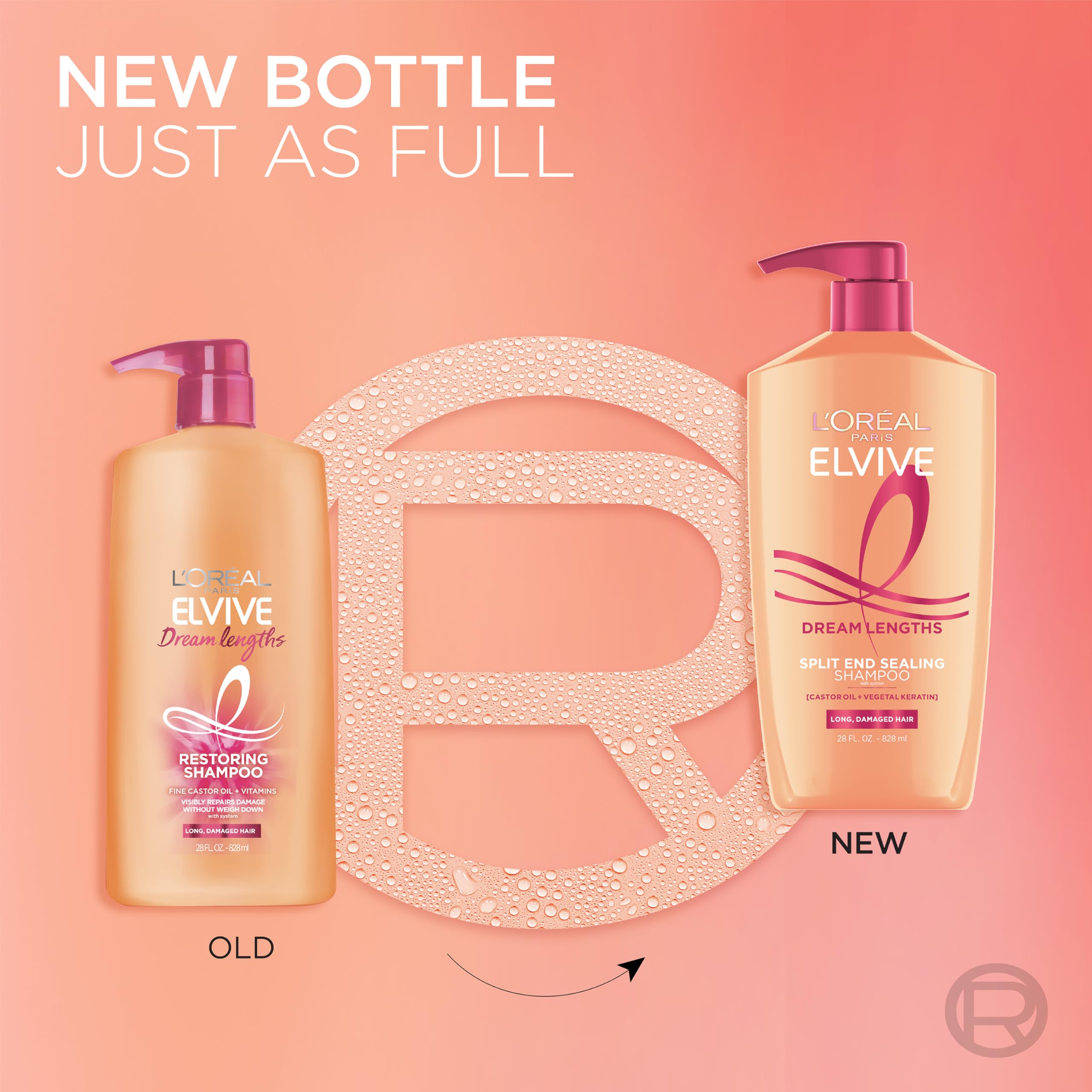 L'Oreal Paris Elvive bottle held in hand showing easy dispensing