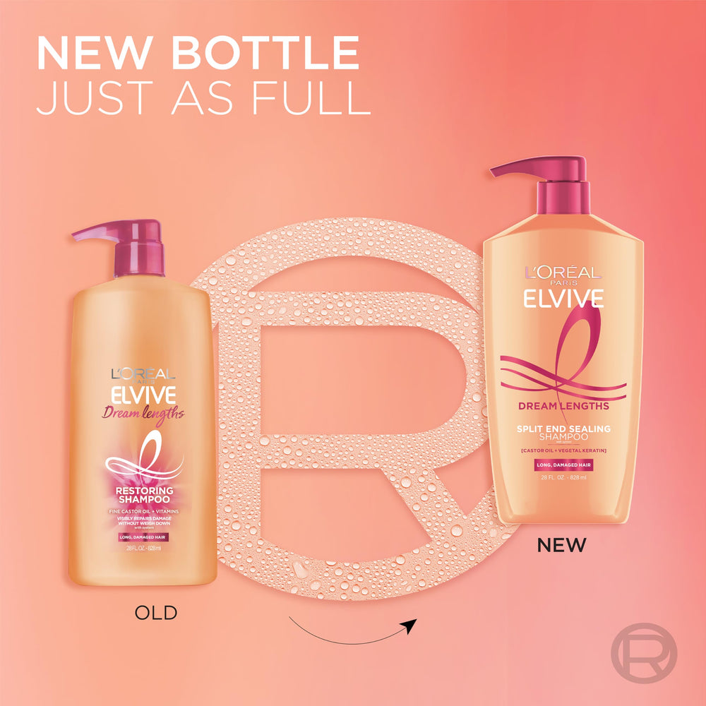 L'Oreal Paris Elvive bottle held in hand showing easy dispensing
