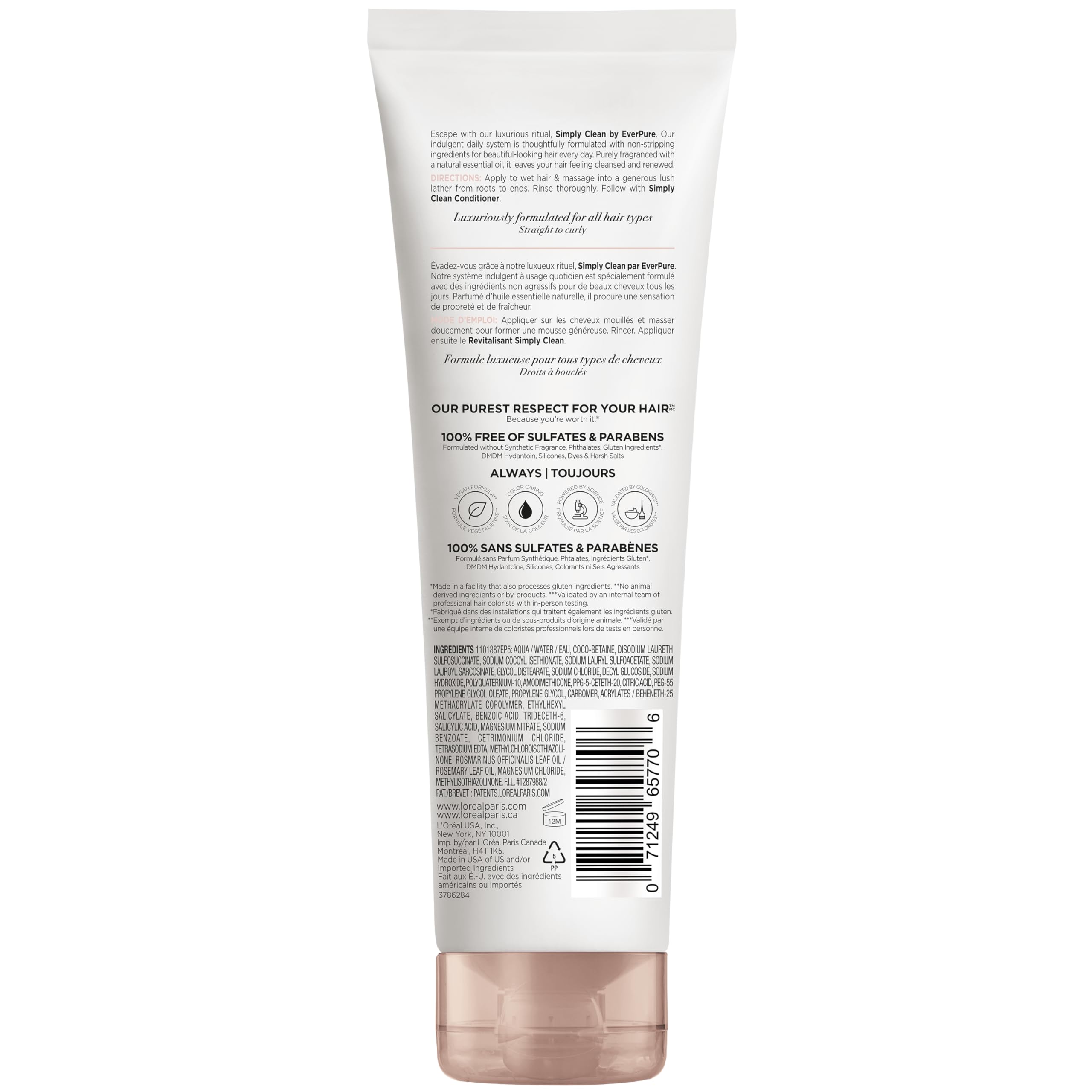 L'Oreal Paris EverPure glossy hair result, displaying smoother, shinier strands