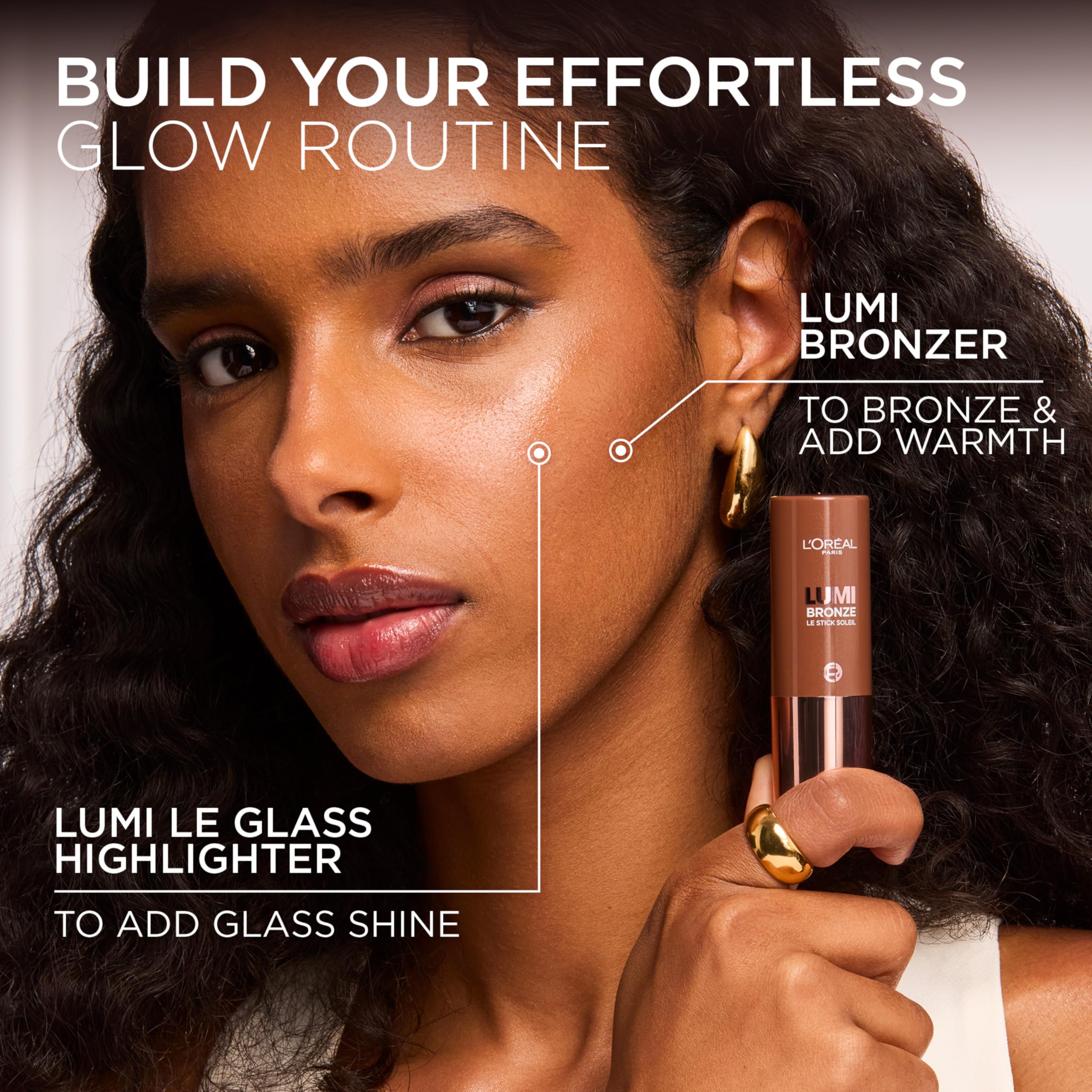 L'Oreal Paris face before and after bronzing illustrating sun-kissed transformation