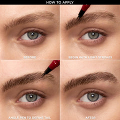 L'Oreal Paris faux brow applying on model brow demonstrating natural fill benefit realistic look