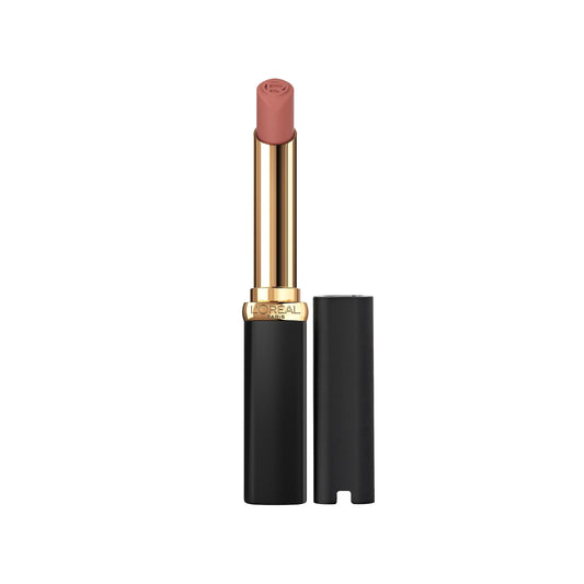 L'Oreal Paris front packaging showing shade Le Nude Rebellious and slim tube for easy carry