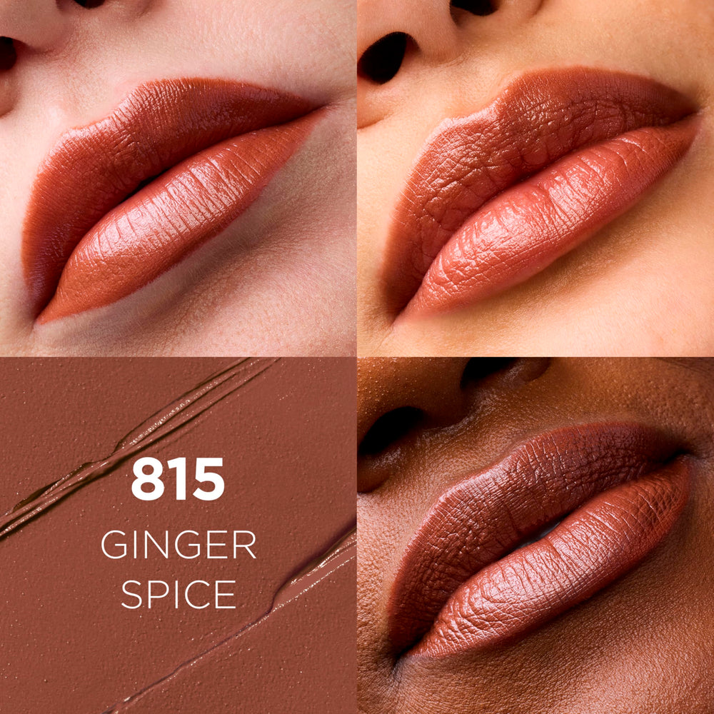 L'Oreal Paris open lipstick bullet revealing creamy satin texture and hydration