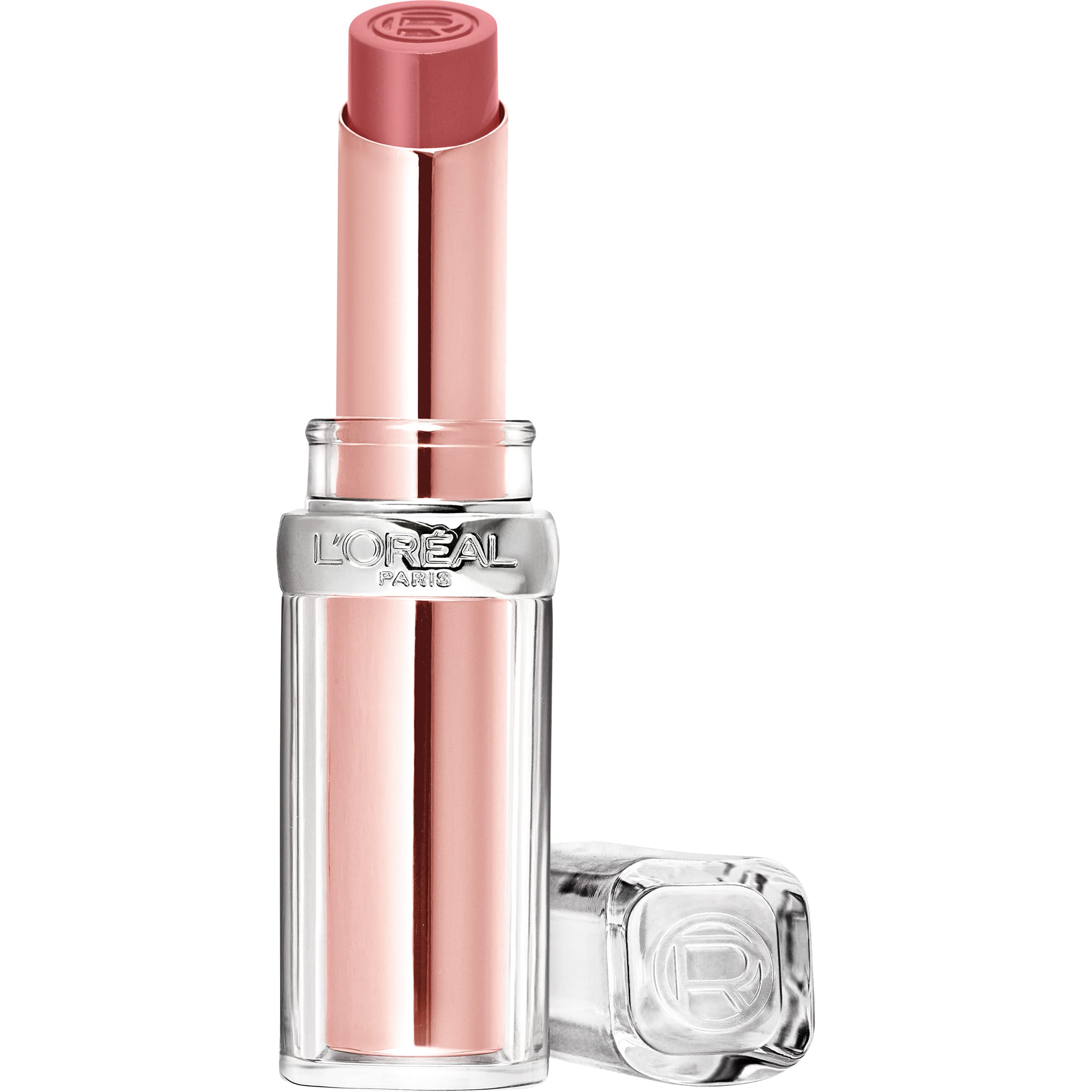 L'Oreal Paris front packaging showing compact balm-in-lipstick, perfect for travel