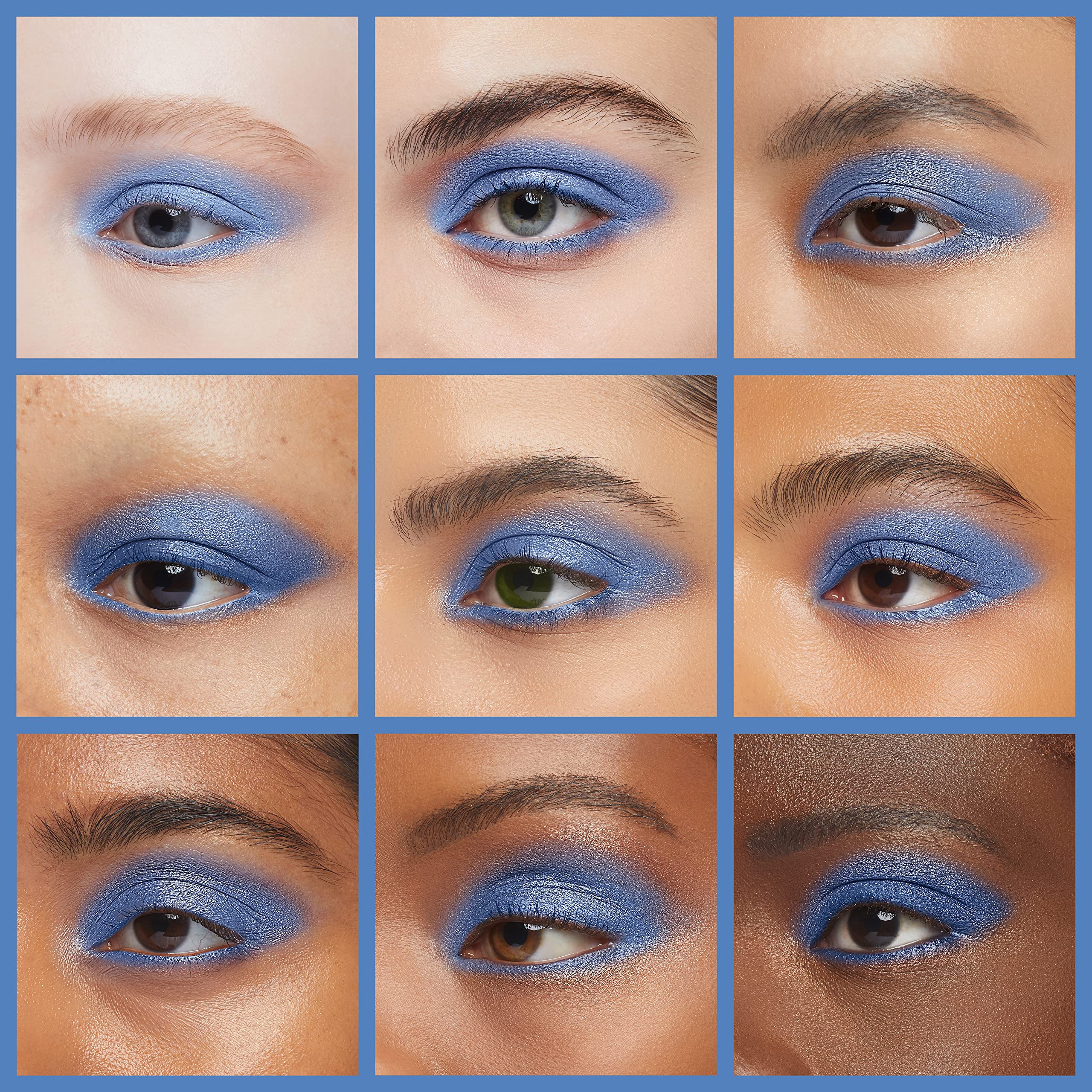 L'Oréal Paris Grand Bleu on eyelid in use demonstrating blendable blue color for striking looks