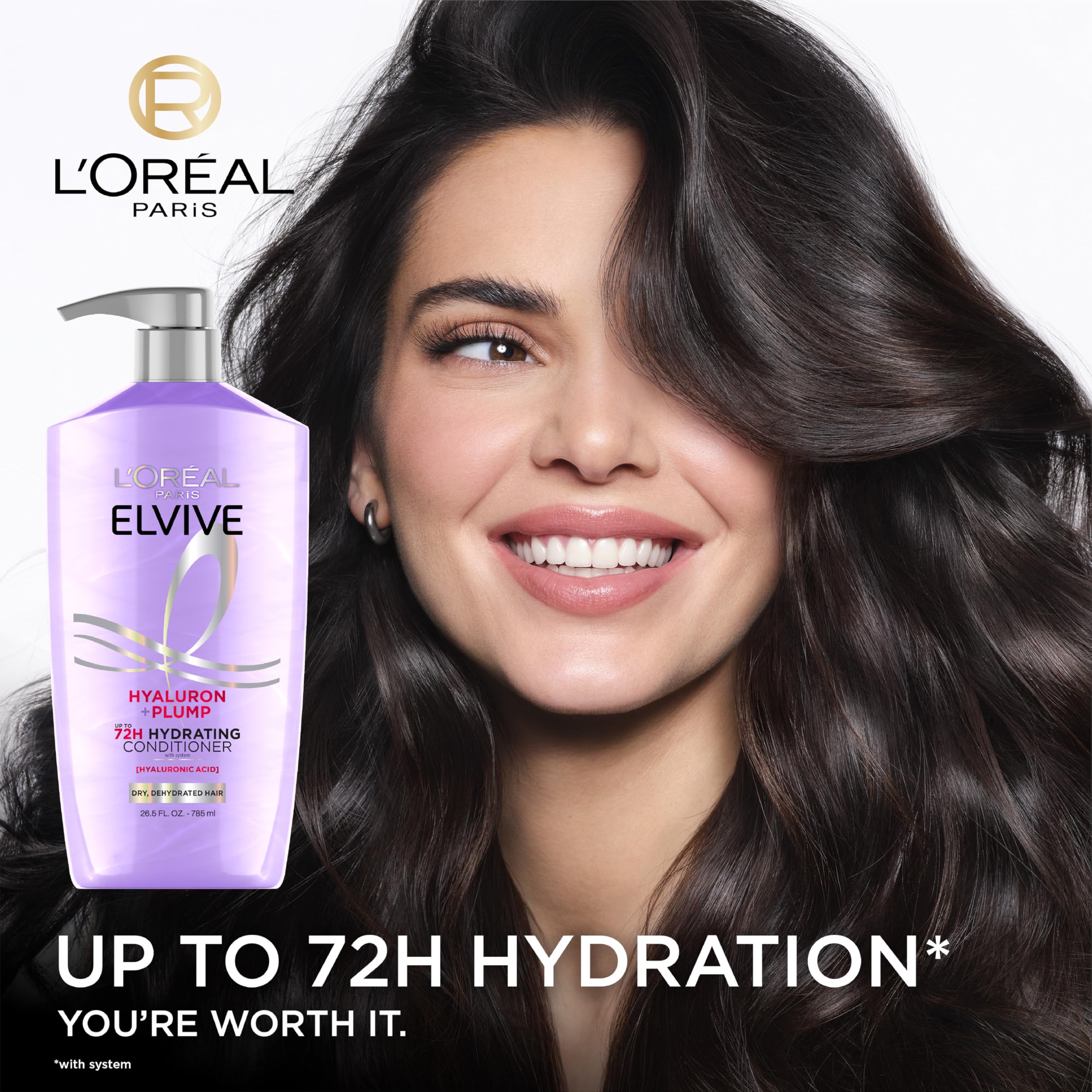 L'Oreal Paris pump dispensing conditioner showing creamy, lightweight formula