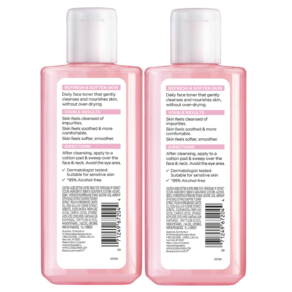 L'Oreal Paris toner staged on bathroom counter suggesting daily routine use