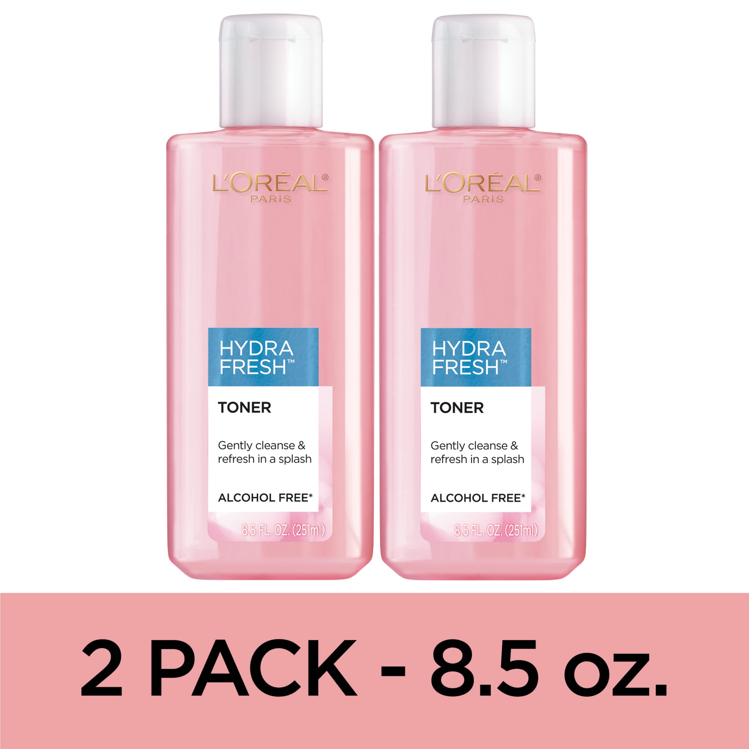 L'Oreal Paris bottle held in hand showing actual size and travel friendliness