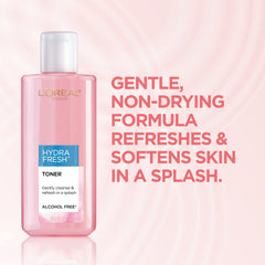 L'Oreal Paris bottle open cap with clear toner pouring for controlled use