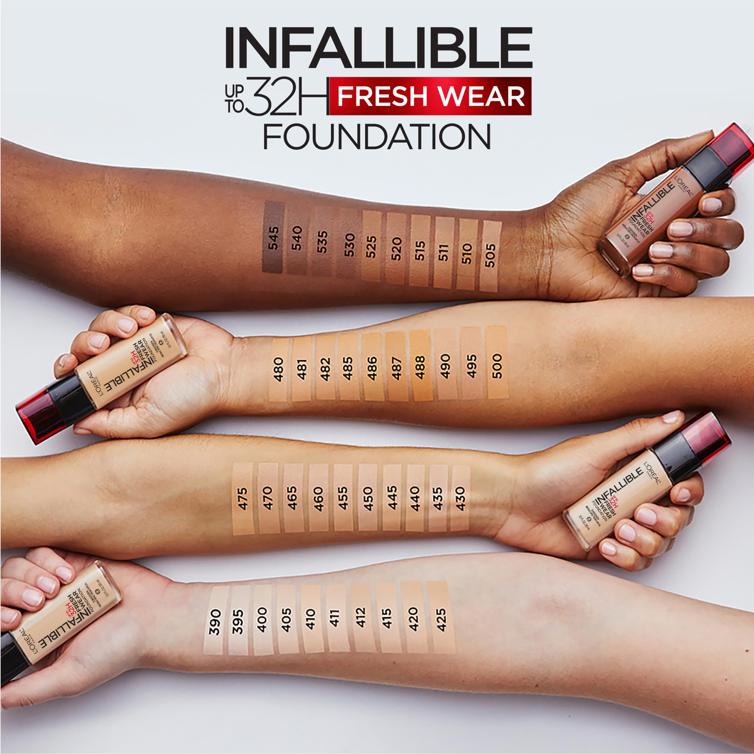 L'Oreal Paris foundation being applied with brush for even, buildable coverage