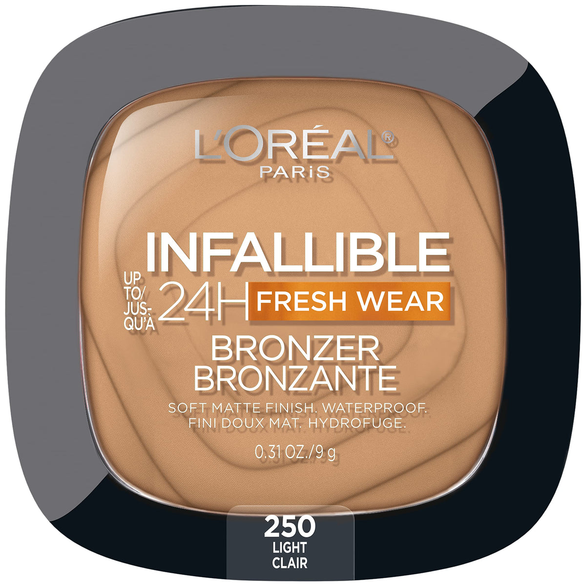 L'Oreal Paris bronzer front packaging showing compact and shade name for easy selection