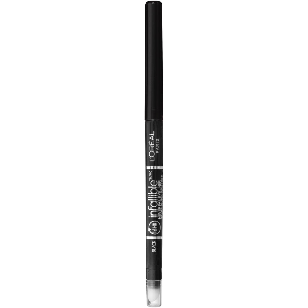 L'Oreal Paris Infallible front packaging showing black mechanical pencil and cap benefit long-wearing definition