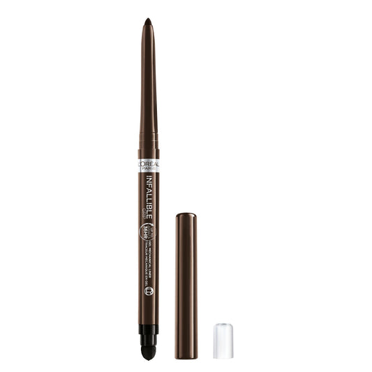 L'Oreal Paris Infallible Grip pencil front view showing compact retractable design and benefit