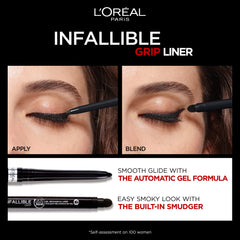 L'Oreal Paris pencil held in hand to show compact portable size