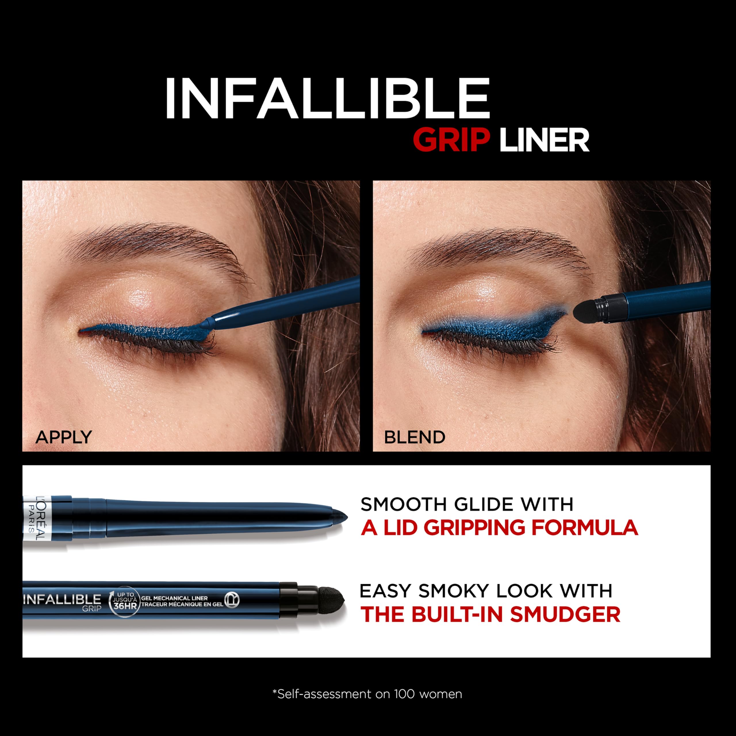 L'Oreal Paris built-in smudger detail demonstrating effortless blending and soft edges