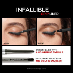 L'Oreal Paris color swatches on skin illustrating taupe grey payoff and longevity