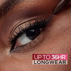 L'Oreal Paris brown denim texture swatch showing saturated color payoff and buildable benefit