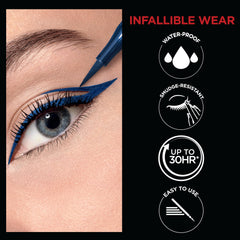 L'Oreal Paris eyeliner with water drops demonstrating waterproof staying power