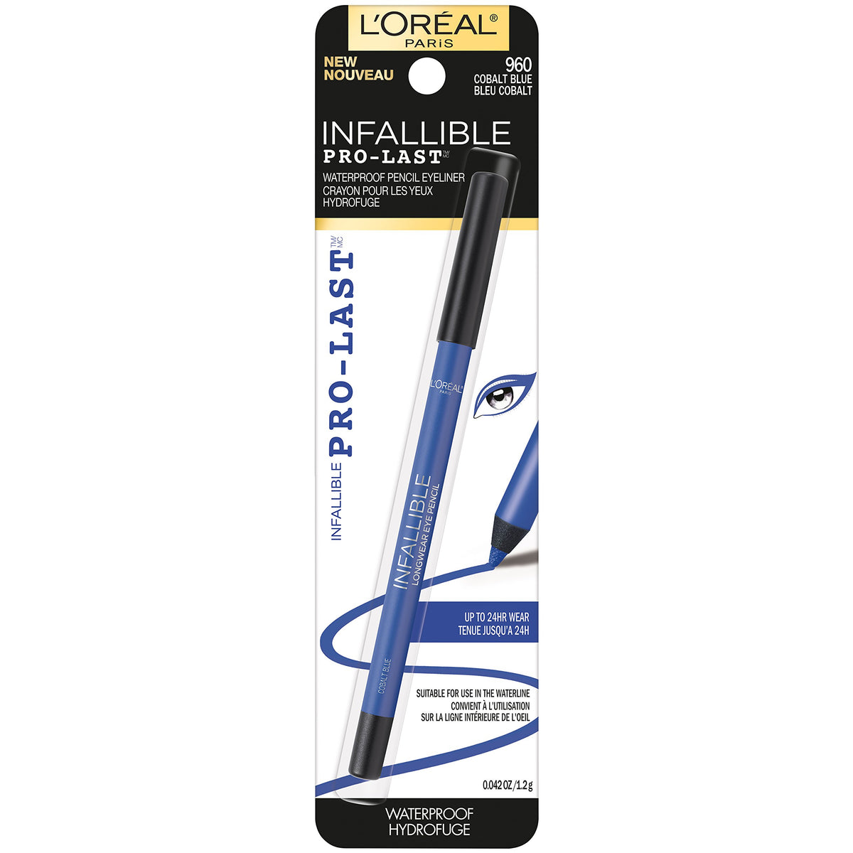 L'Oreal Paris eyeliner front packaging showing cobalt blue shade and durability
