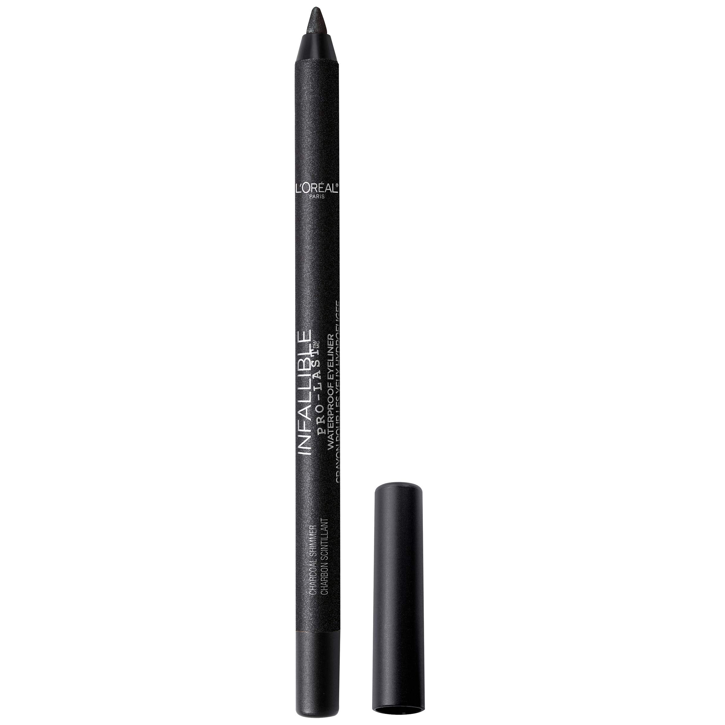 L'Oreal Paris front packaging showing black shimmer pencil and clear branding, long-wear benefit