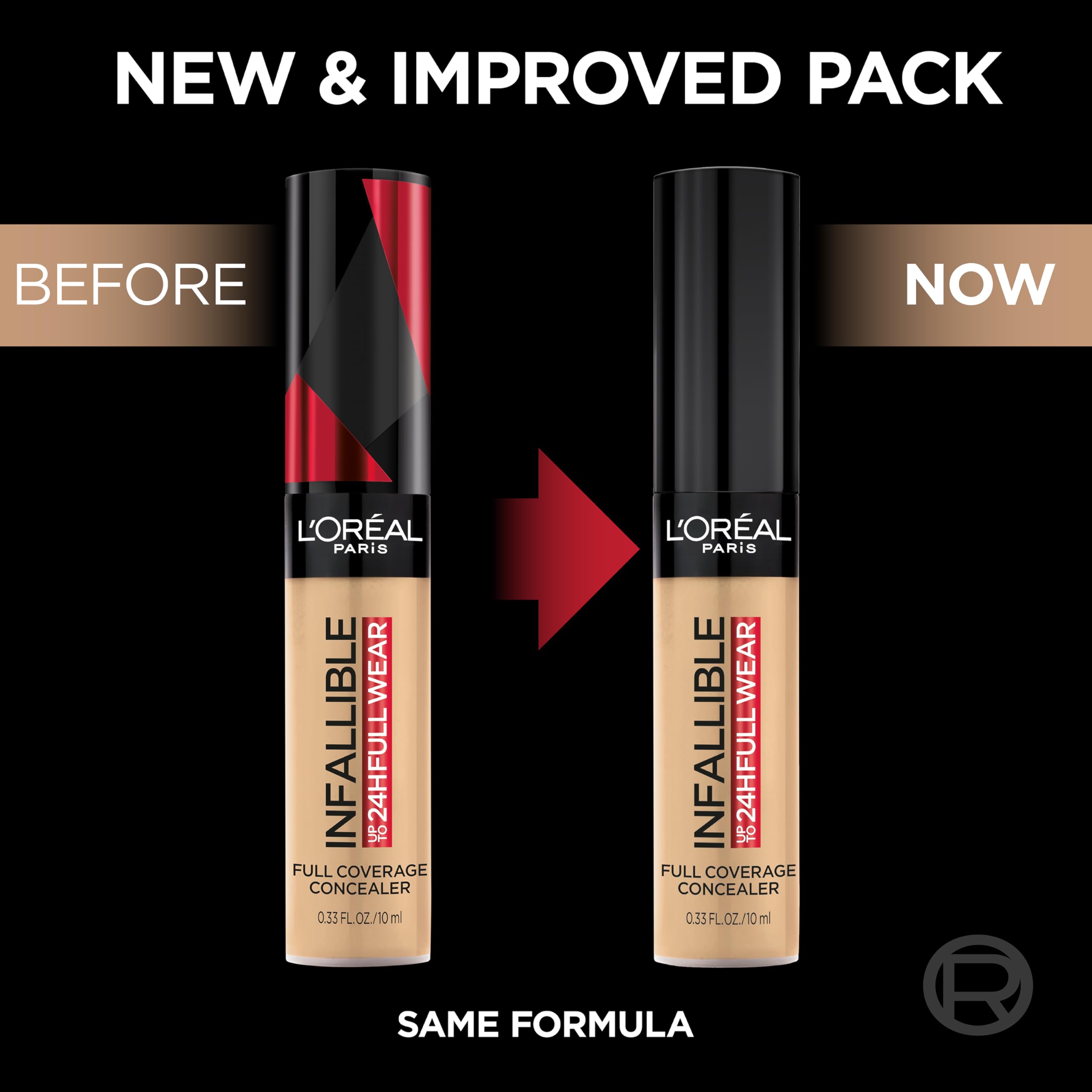 L'Oreal Paris concealer texture swiped on skin demonstrating smooth matte coverage