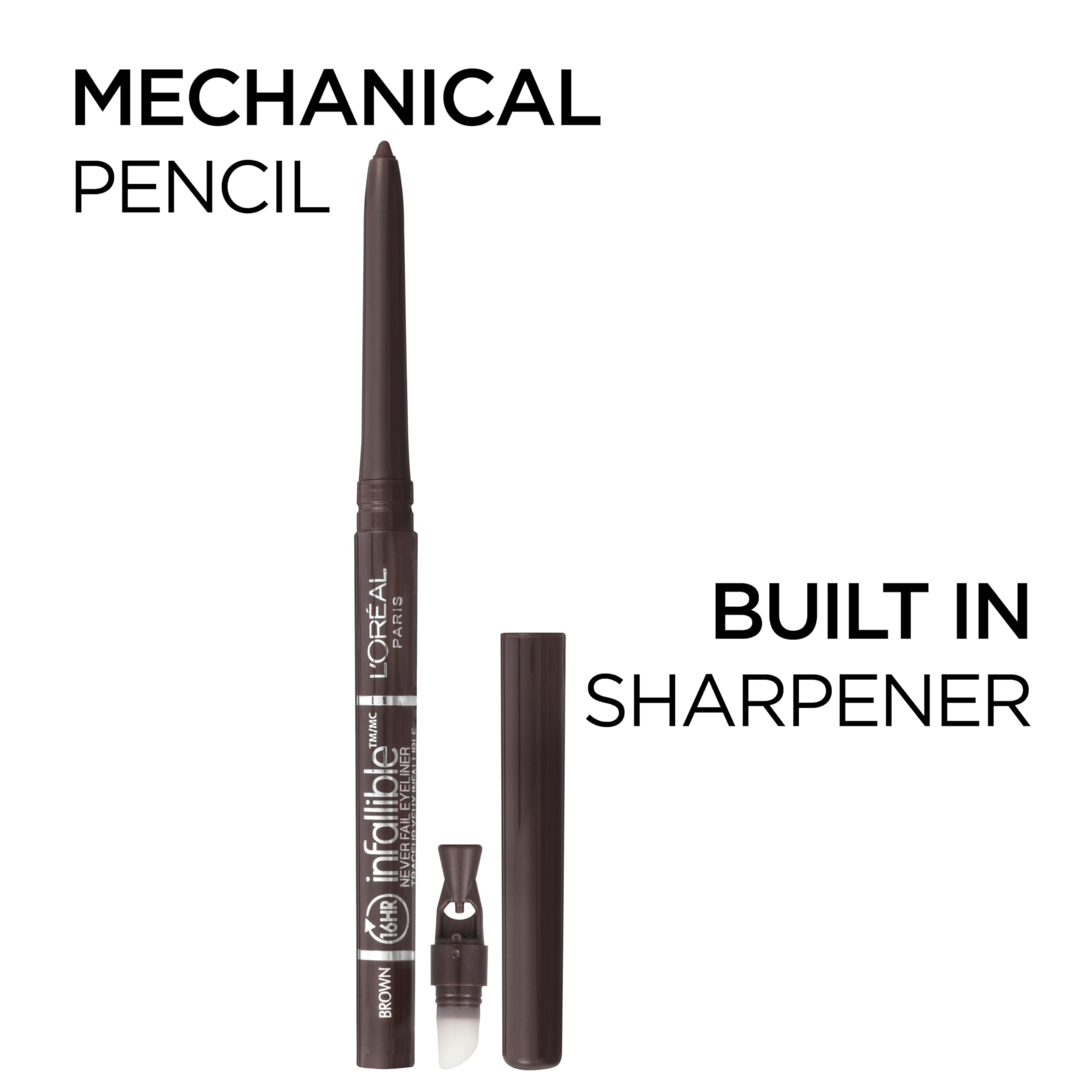 L'Oreal Paris Infallible pencil tip close-up displaying creamy texture for smooth precise application