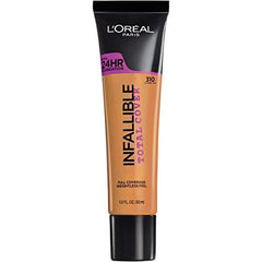 L'Oréal Paris bottle next to a coin showing product size and scale