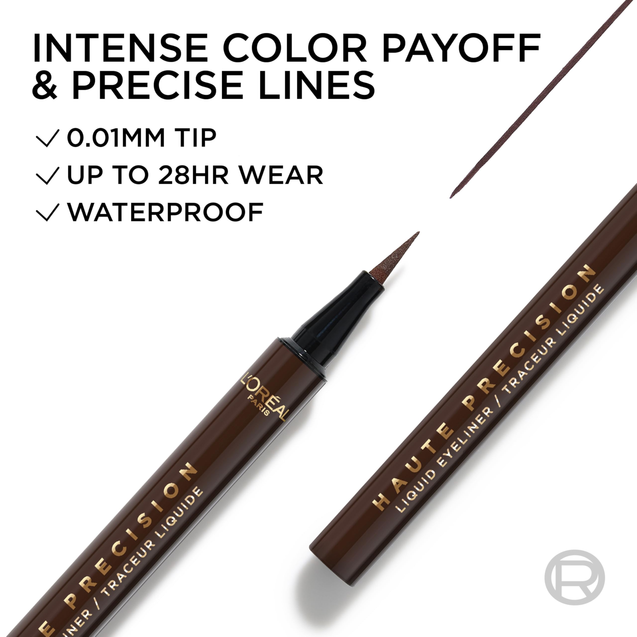 L'Oreal Paris single ink stroke demonstrating smooth, intense color payoff
