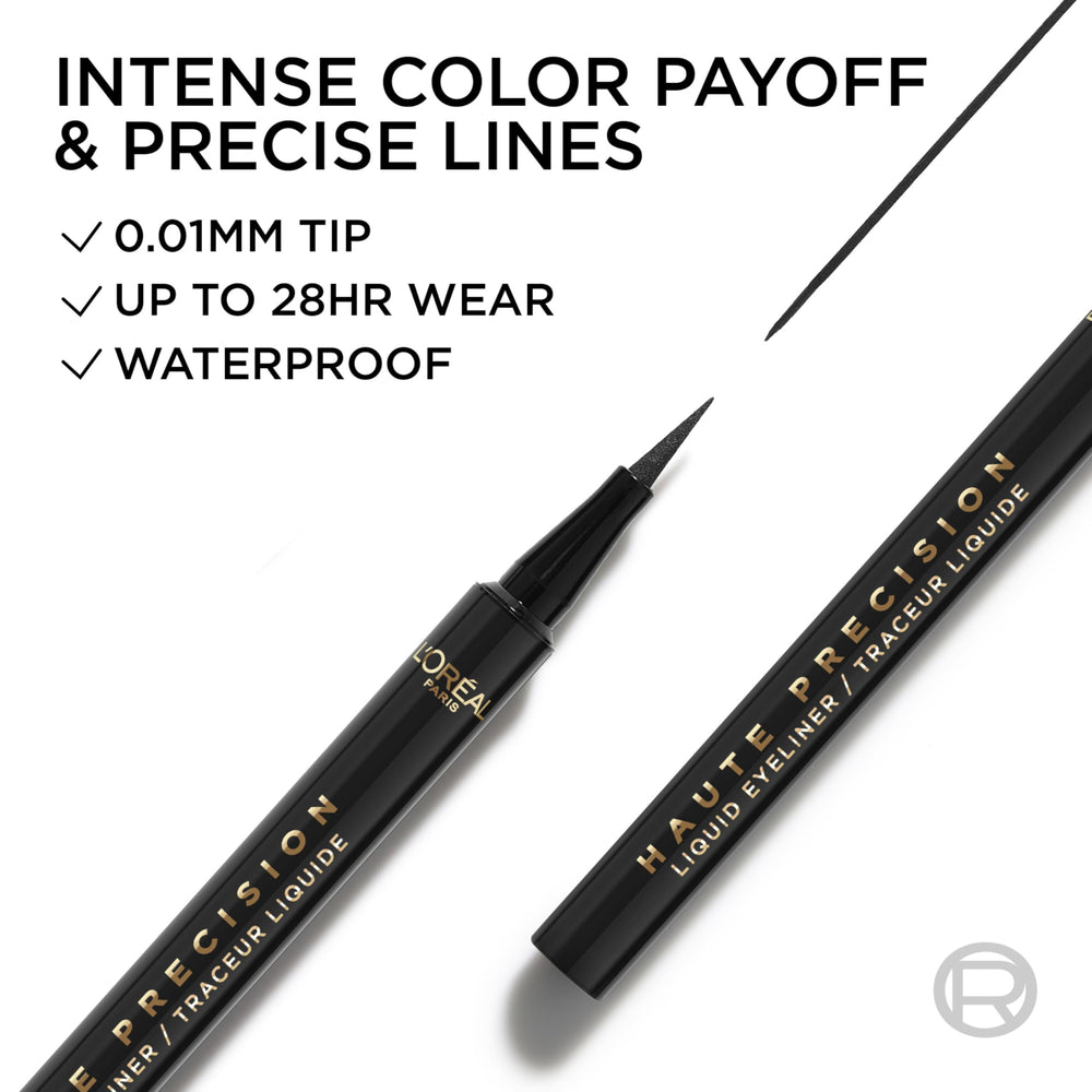 L'Oreal Paris ink swatches on skin illustrating intense color payoff and fade resistance