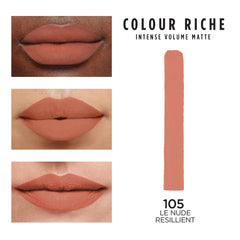 L'Oreal Paris lipstick texture close-up highlighting matte finish benefit