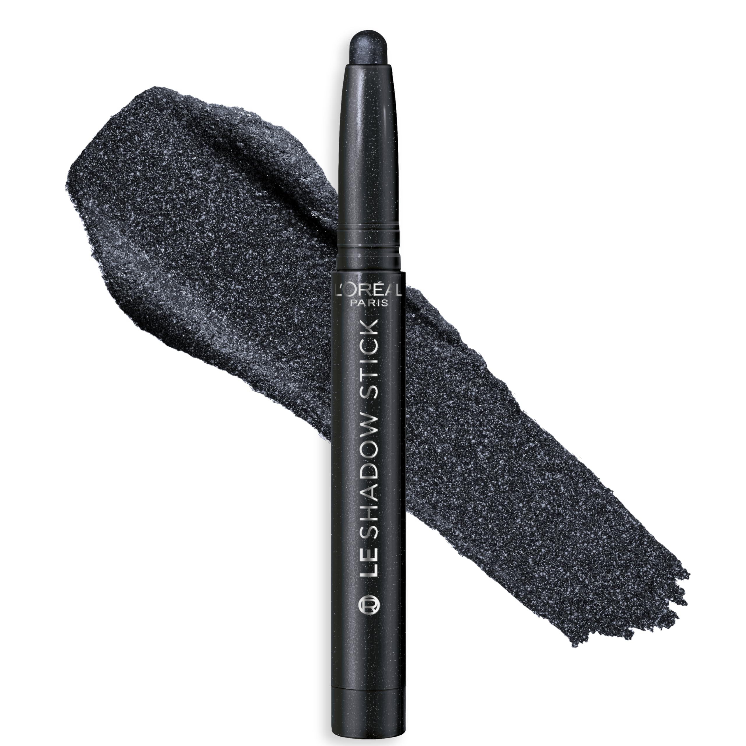 L'Oreal Paris Le Shadow Stick front view showing midnight noir rich color benefit