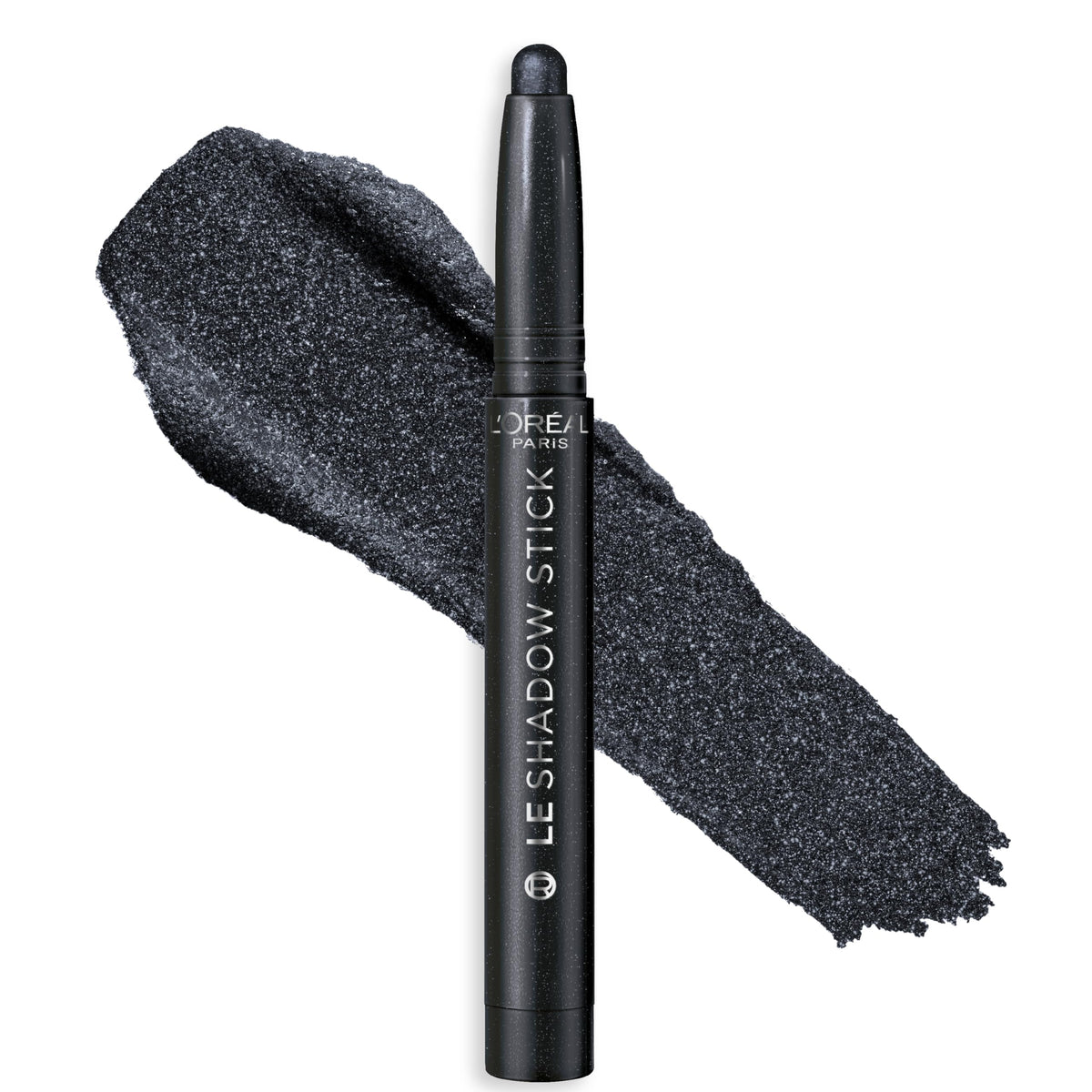L'Oreal Paris Le Shadow Stick front view showing midnight noir rich color benefit