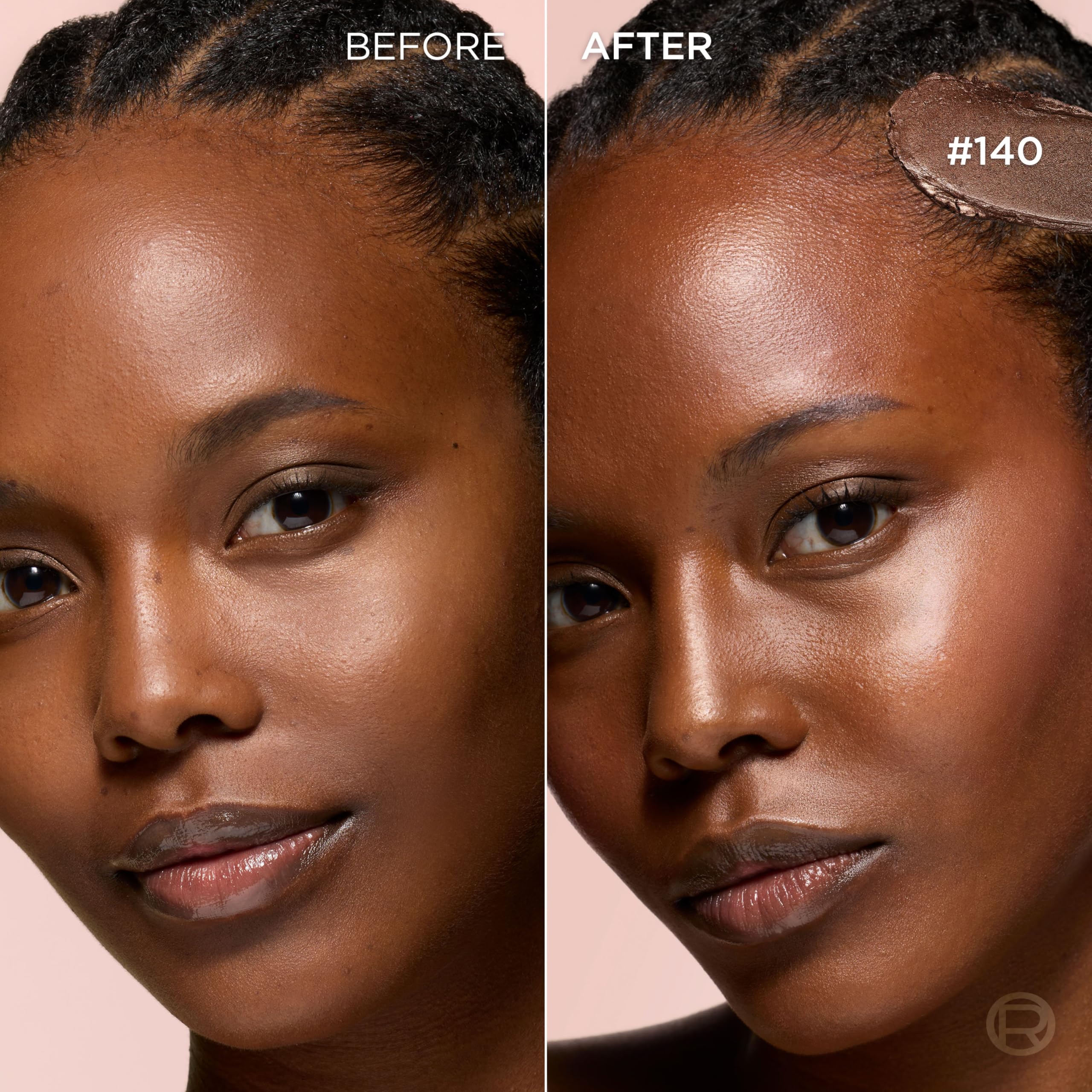 L'Oreal Paris swatch of cream-to-powder texture showing blendable finish benefit