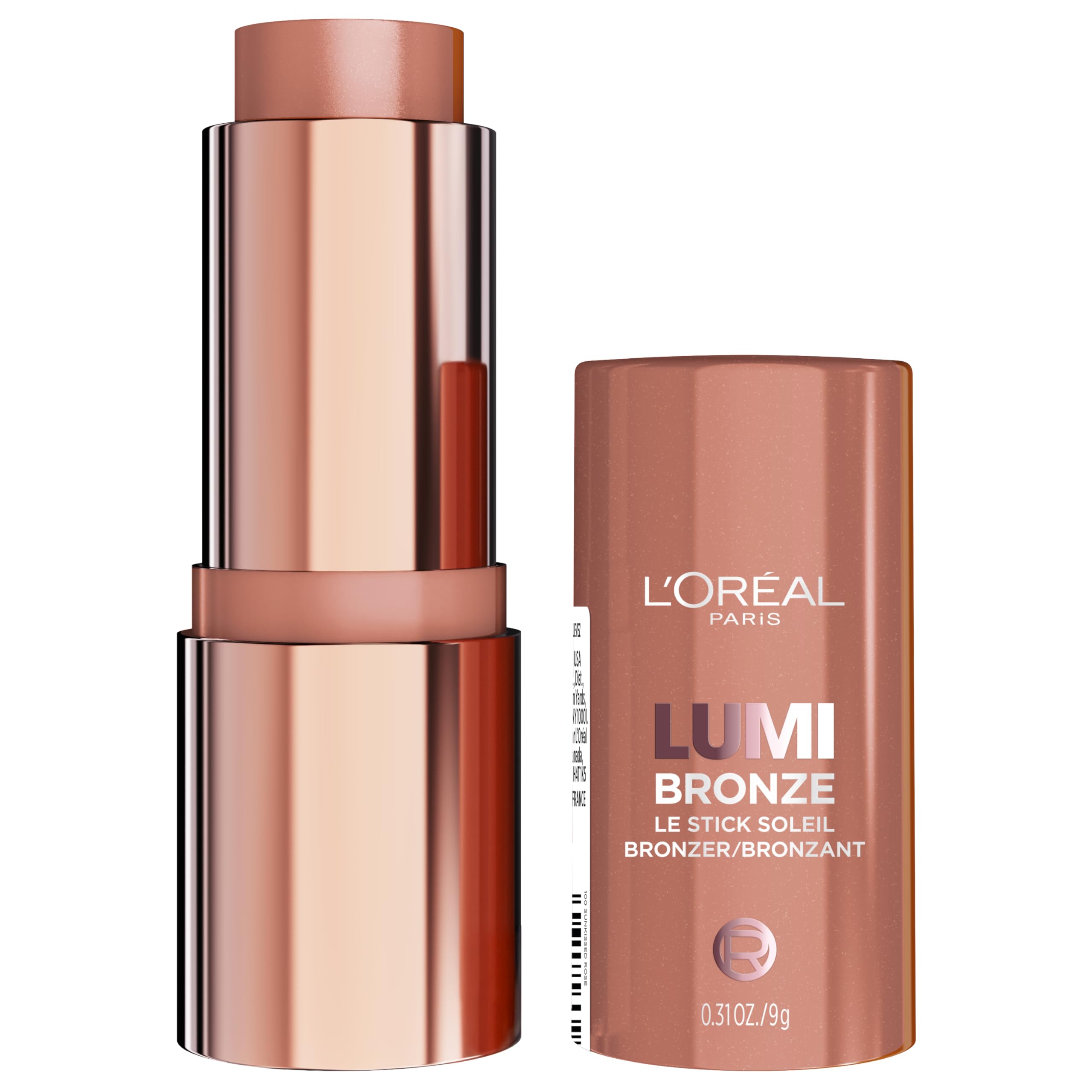 L'Oreal Paris front packaging showing stick and shade, clear product identity and portability