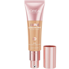 L'Oreal Paris product front packaging showing glow tint bottle benefit visible branding
