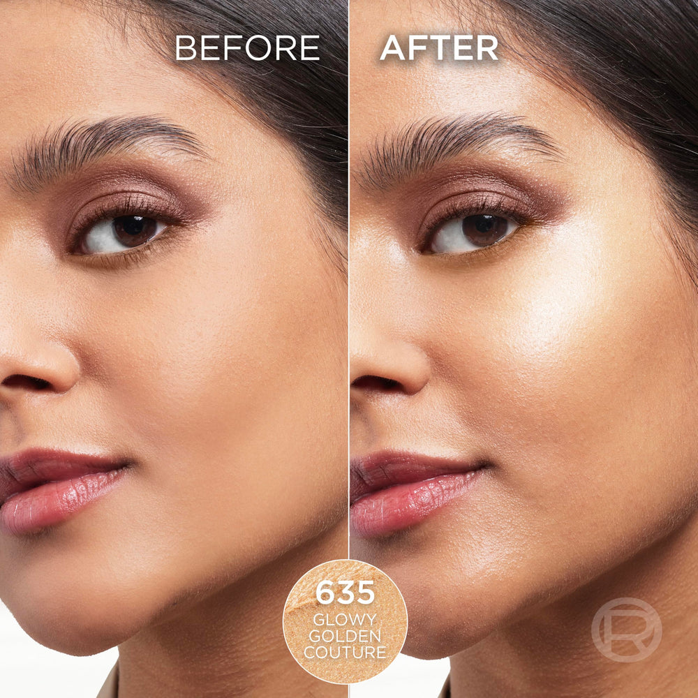 L'Oreal Paris swatch on skin displaying buildable glow and blendability benefit