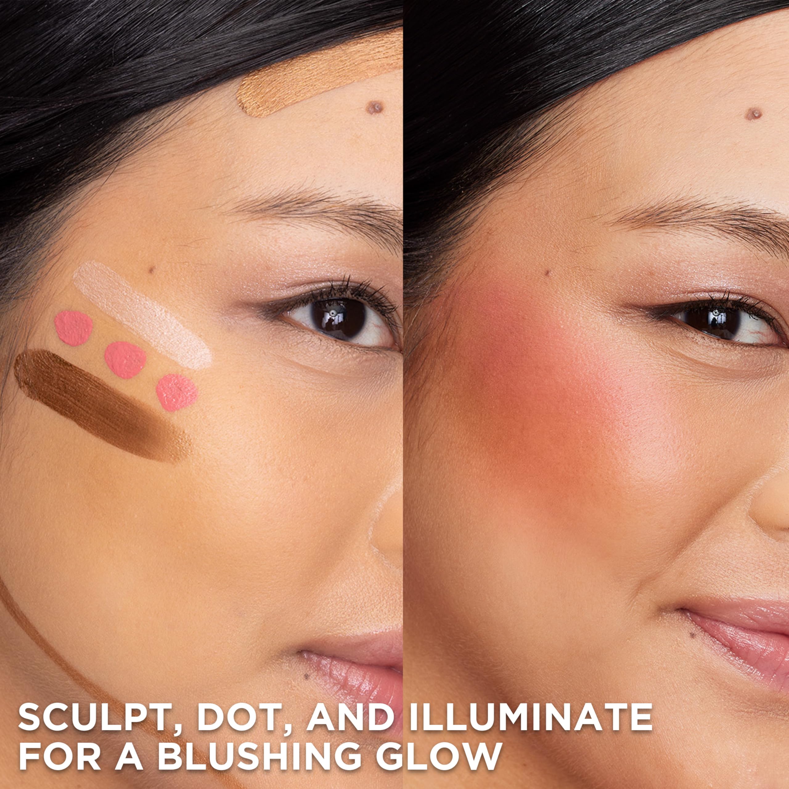 L'Oreal Paris blush applied in mirror lifestyle shot, creating fresh radiance
