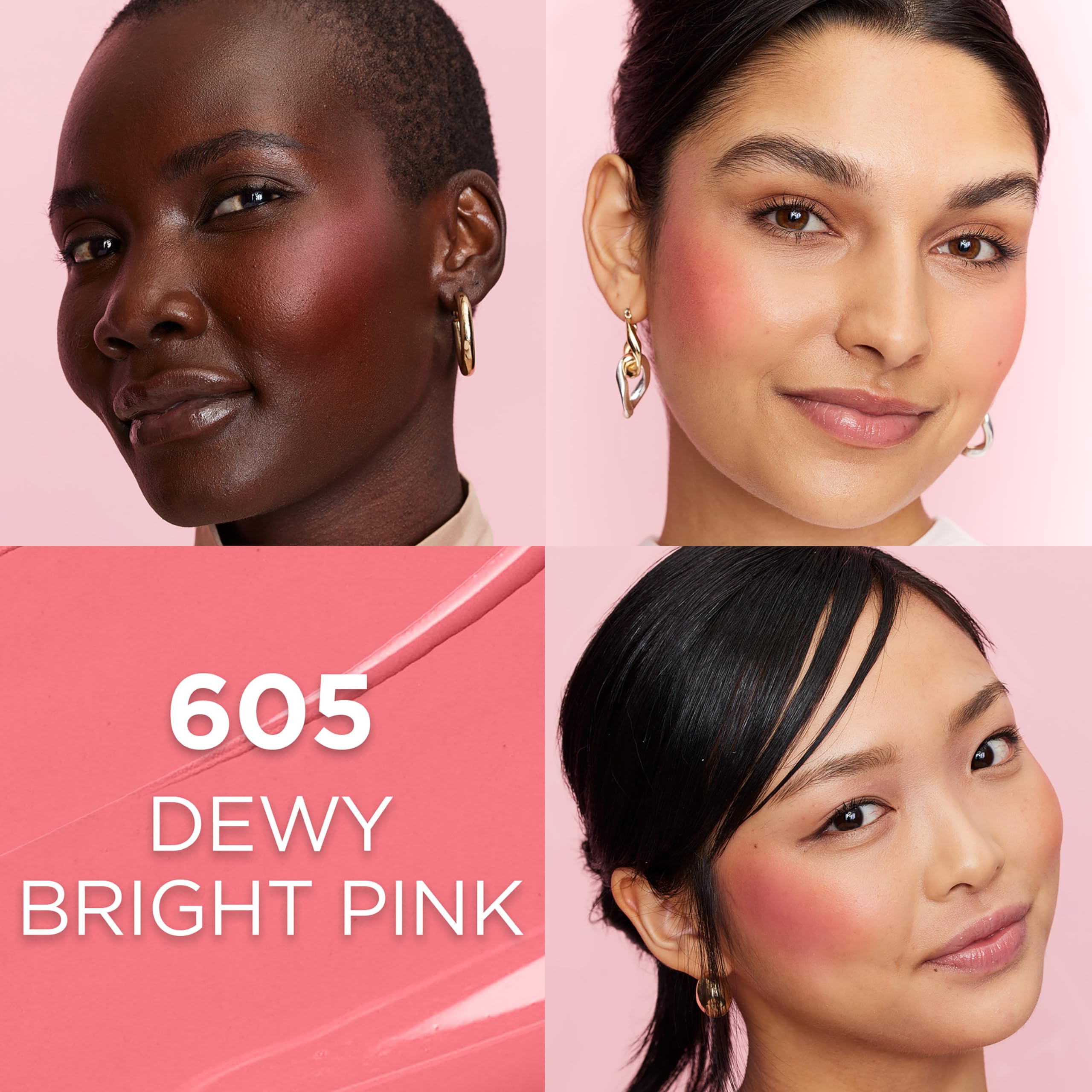 L'Oreal Paris swatch of bright pink liquid blush on arm showing true color