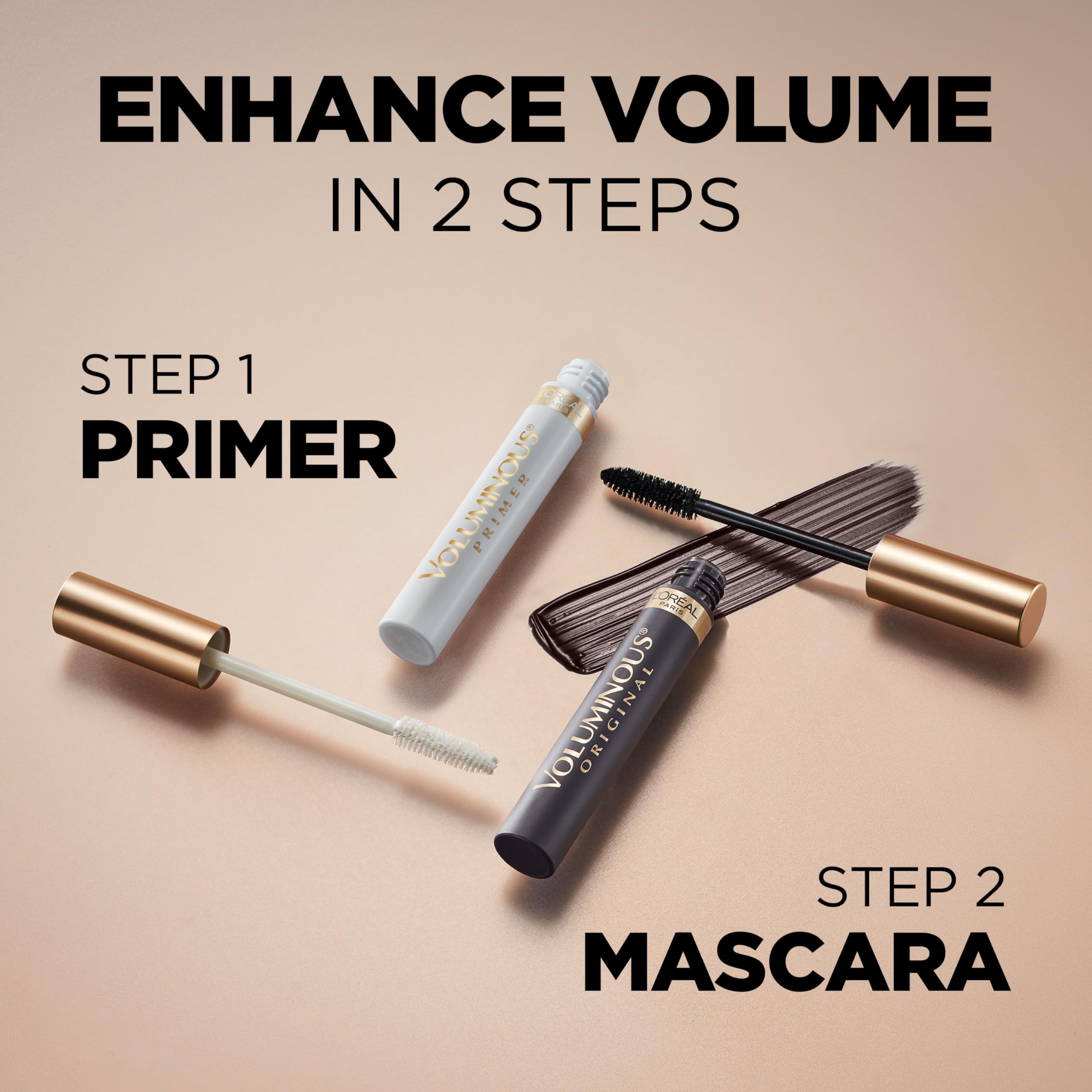 L'Oreal Paris mascara applied on lashes showing thicker length and natural lift