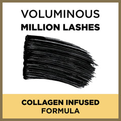 L'Oreal Paris mascara texture swipe showing smooth collagen-infused coating