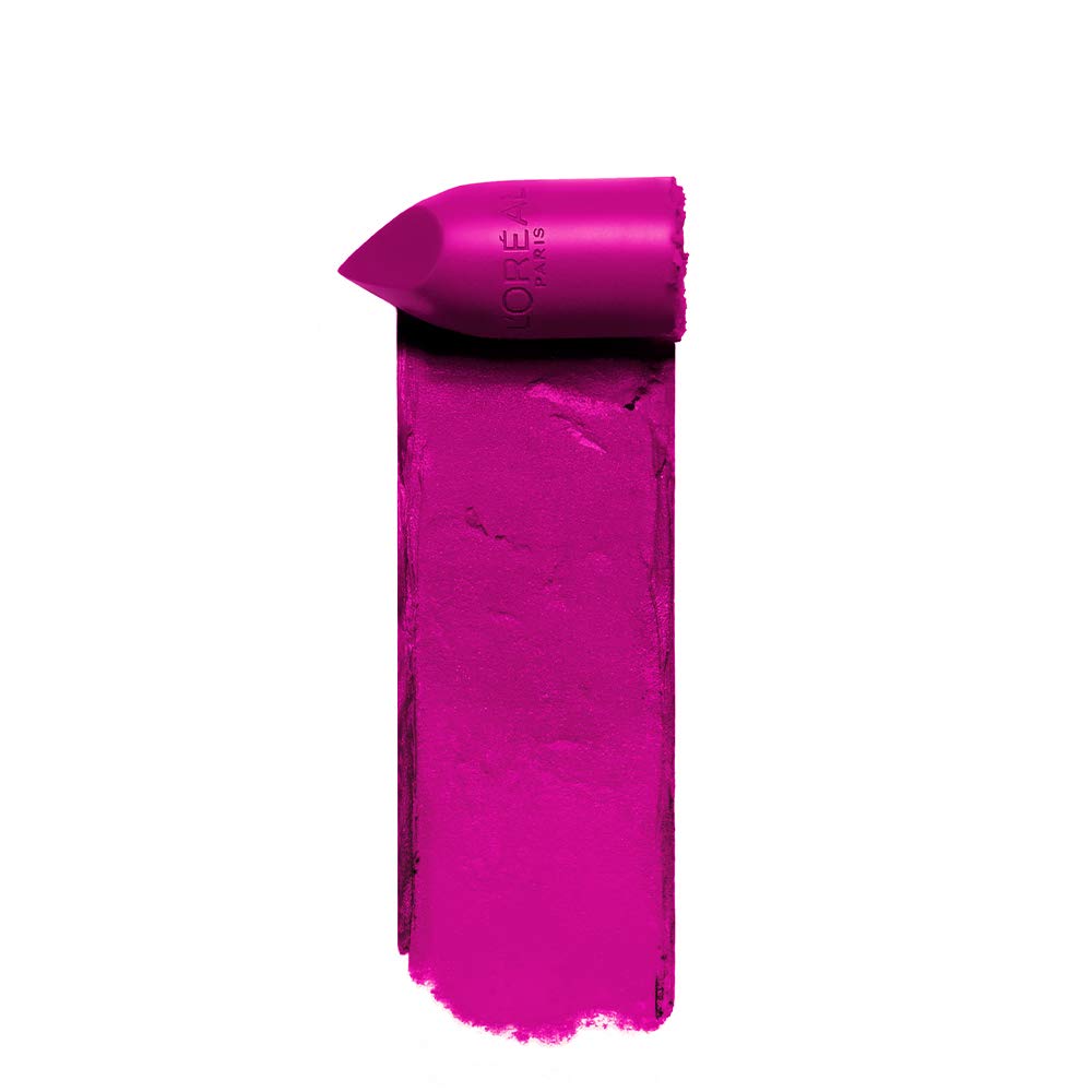 L'Oreal Paris swatch on arm displays true Matte Mandate pigment and color payoff