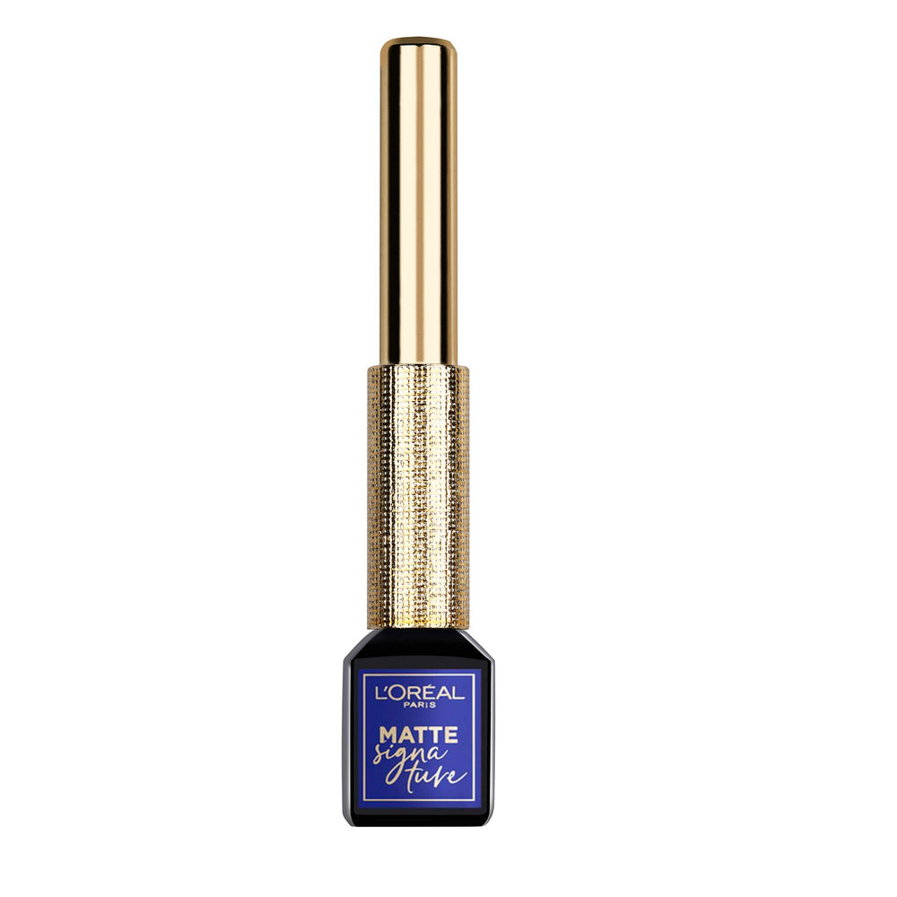 L'Oréal Paris front packaging showing bold blue matte liner benefit