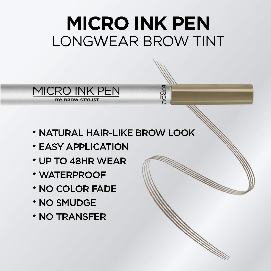 L'Oreal Paris micro ink pen being applied on model illustrating natural fill