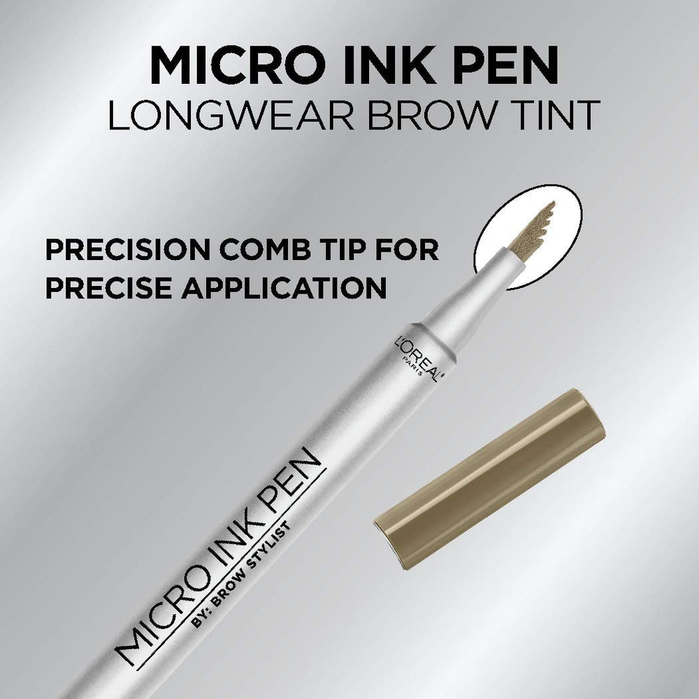 L'Oreal Paris micro ink pen label detail highlighting waterproof, longwear claims