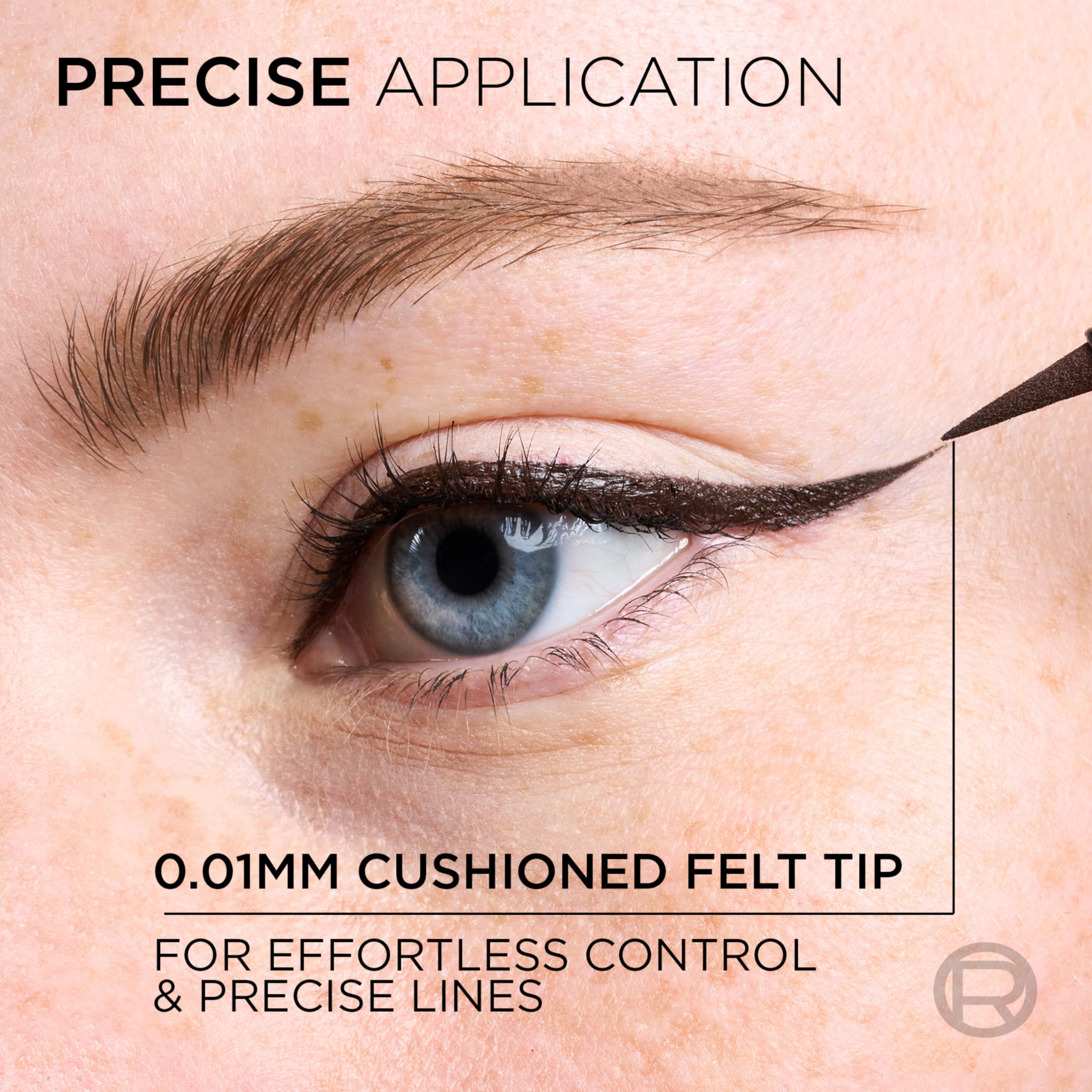 L'Oreal Paris micro-tip close-up revealing 0.01mm precision for fine lines
