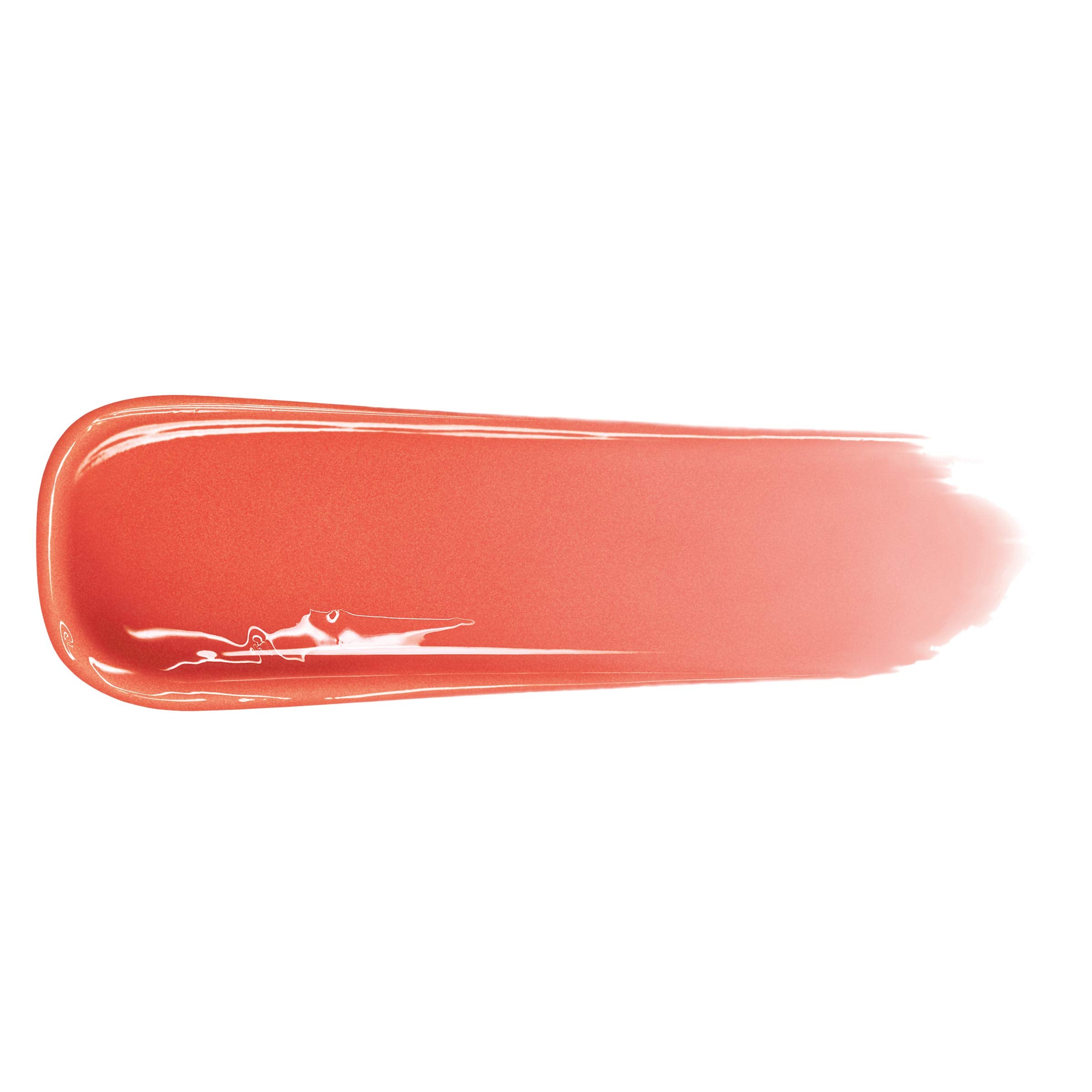 L'Oreal Paris Nectarine Plump on lips closeup showing glossy shine and fuller look benefit